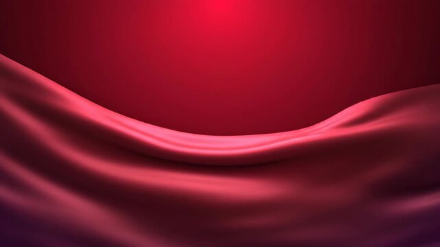 Elegant red silk fabric waving smoothly against a dark gradient background with soft top lighting. Luxury and sophisticated atmosphere