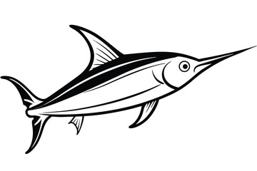 Obraz premium swordfish silhouette line art vector illustration
