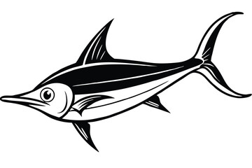 Obraz premium swordfish silhouette line art vector illustration