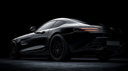 Obraz premium Sleek black luxury sports car on a dark background