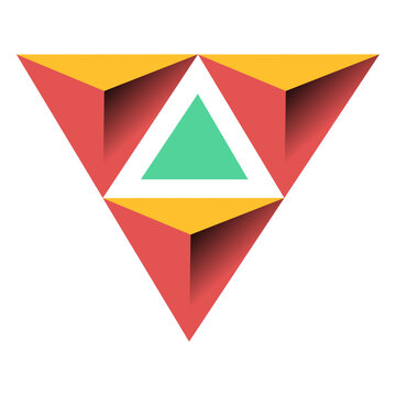 Triangle pyramid apex 3d illustration