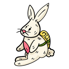 Obraz premium Easter bunny with an easter egg illustration