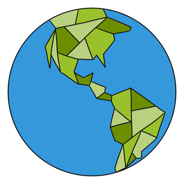 Planet earth globe america border flat