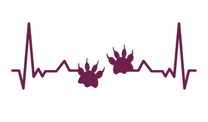 Heartbeat with paw prints © Vexels