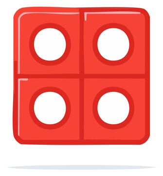Cartoon Red Connecting Blocks with Circles, Educational Toys, Math Manipulative, Visual Learning Aid
