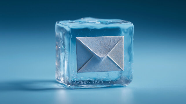 Email Frozen in Ice Cube Concept Data Delay Security Protection Cold Storage Message
