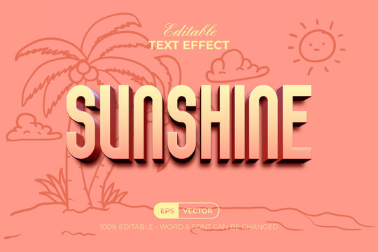 Sunshine Text Effect 3D Style. Editable Text Effect.