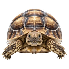 Obraz premium Tortoise facing forward on black background