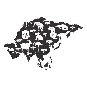 Asia silhouette map