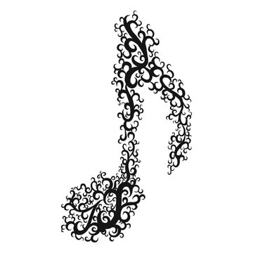 8th note musical symbol swirl