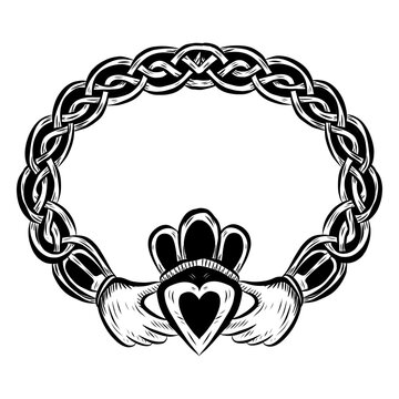 Irish claddagh ring hand drawn