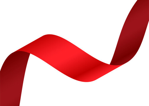 Red ribbon curving with a gentle s-shape isolated on white background for design elements