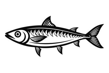 Fototapeta premium sardine silhouette line art vector illustration