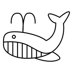 Whale fountain cachalot flipper tail giant stroke © Vexels