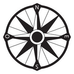 Obraz premium Windrose arrow south west east nord silhouette