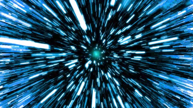 Blue spark particles and Spark slash explosion animation, cinematic shockwave and light streak effects, 2D anime slash impact transition FX, warp speed starfield and space zoom, 4K animation