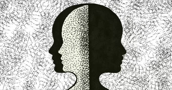 Abstract think silhouette of a man head