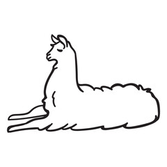 Naklejka premium Llama sleeps stroke