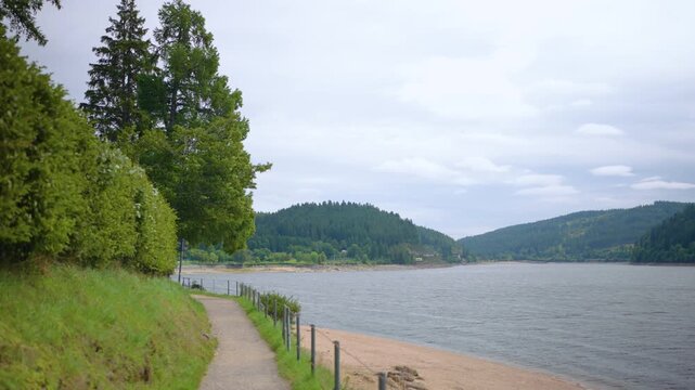 Hiking Path with beach at Schluchsee Schwarzwald Black Forest Germany
