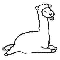 Naklejka premium Cute llama running jumping outline