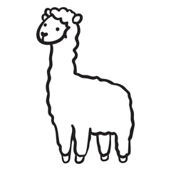 Naklejka premium Cute llama standing profile outline