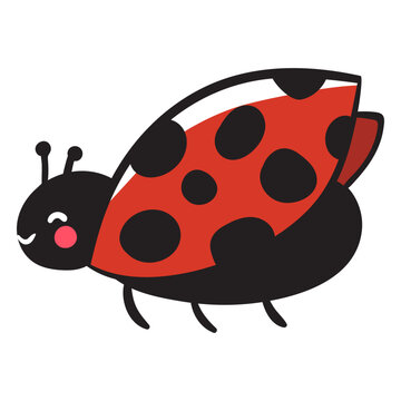 Cute ladybug flying profile