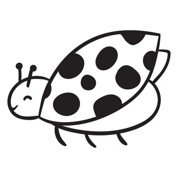 Cute ladybug flying outline