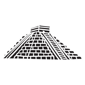 Aztec temple silhouette