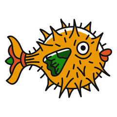 Puffer fish oldschool tattoo © Vexels