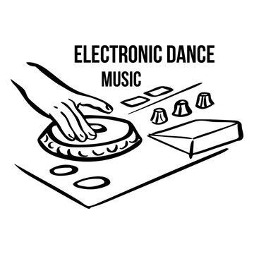 Hand turntable edm hand drawn symbol black