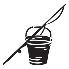 Fishing bucket rod black illustration © Vexels