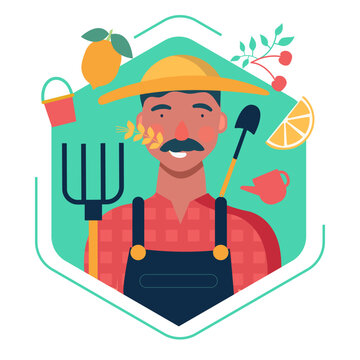 Cute farmer character elements