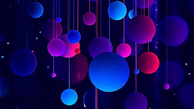 Colorful spheres suspended in dark space