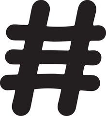 Obraz premium Bold black hashtag symbol icon representing social media tag category digital communication and online trend design illustration