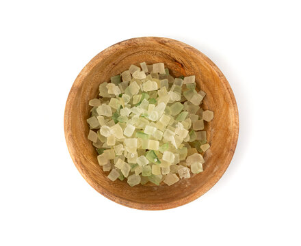 Candied citrus peel isolated. Diced succade from the citron or citrus medica