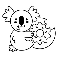 Cute happy koala donut stroke © Vexels