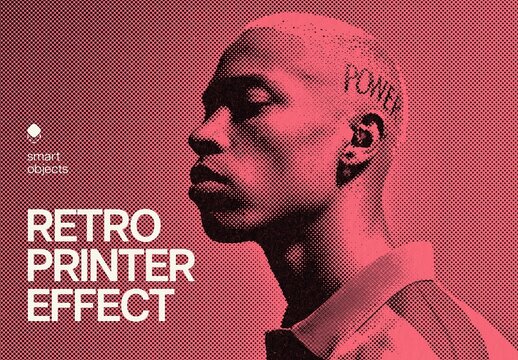 Retro Halftone Printer Mockup