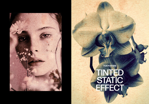 Halftone Tinted Static Poster Effect Mockup