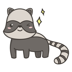 Fototapeta premium Kawaii racoon winking flat