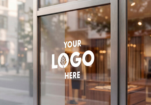 Modern glass window reflection with blurred interior