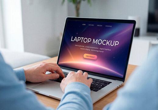 Laptop Screen Mockup Workspace Typing