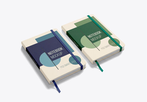 Hardcover Notebook Set Mockup &ndash; Clean stationery layout
