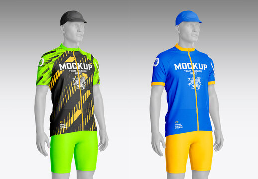Male Cycling Set Angle View Template