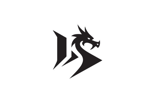 Dynamic dragon logo design initial ds monogram emblem fantasy creature art