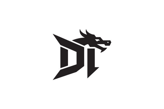 Dynamic dt logo with fierce dragon element symbolizing power and strength