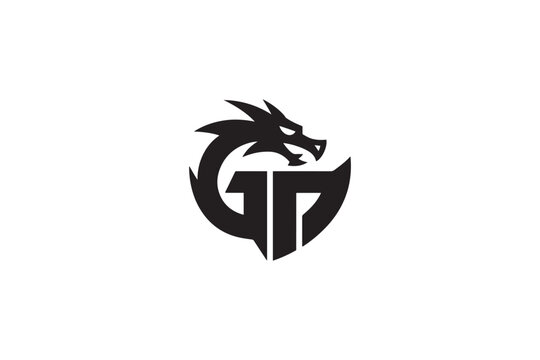Dynamic gd logo featuring a fierce dragon head design
