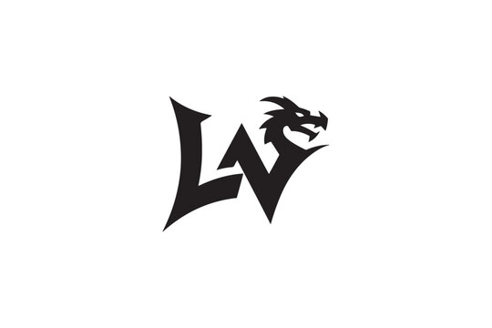 Dynamic lw logo featuring a fierce dragon head design for brand identity