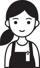 Obraz premium Hand Drawn Female Pilot Black and White Avatar Illustration in Minimal Solid Art Style Design