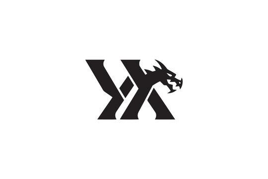 Dynamic yx logo design featuring a fierce dragon head symbol