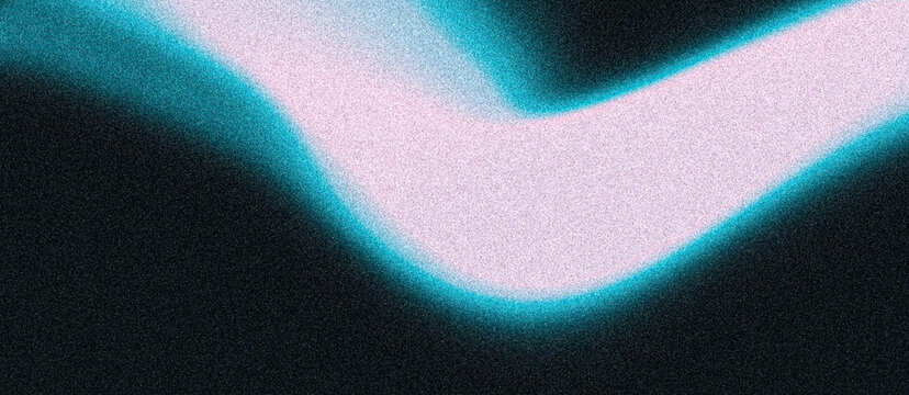 Retro style grainy background, purple turquoise abstract shape on black noisy backdrop, glowing vibrant noise texture header, banner, poster, music cd cover design